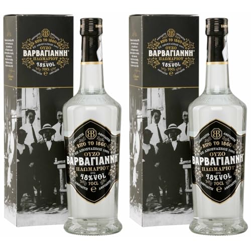 Ouzo Barbyanni Aphrodite 2x 0,7l Flasche | Klassischer Ouzo von Lesbos | Destillerie Barbayannis | 48% Vol. | +20ml Jassas Olivenöl von Jassas Griechische Feinkost