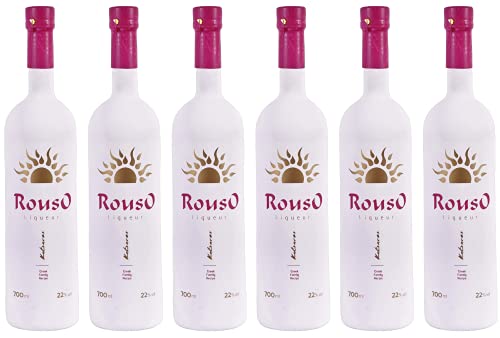 Rouso Likör 6x 0,7l 22% Katsaros | Rouzo Likör | Roter Ouzo | Anis Likör mit roten Früchten | + 20ml Jassas Olivenöl von Jassas Griechische Feinkost