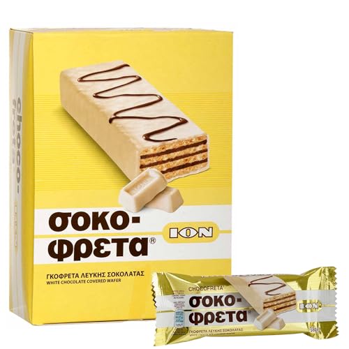 Sokofreta (Schokofreta) Weiße Schokolade 20x 38g Riegel | Griechische Schokowaffel Weiß | ION | +20ml Jassas Olivenöl von Jassas Griechische Feinkost