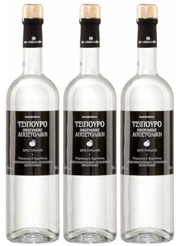 Tsipouro Apostolakis ohne Anis 3x 0,7l | 40% Vol. | Der besonders milde Tsipouro | Griechischer Tresterbrand | + 20ml Jassas Olivenöl von Jassas Griechische Feinkost