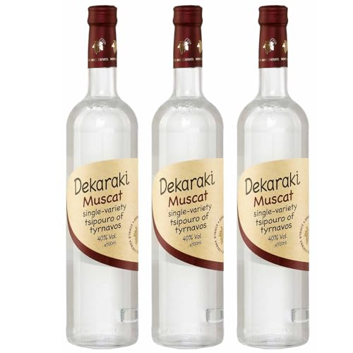 Tsipouro Dekaraki "Muscat" ohne Anis 40% 3x 0,7l Flasche I Destillerie Plomari Arvanitis | 40% Vol. | +20ml Jassas Olivenöl von Jassas Griechische Feinkost