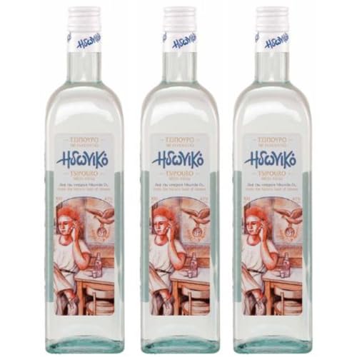 Tsipouro Idoniko mit Anis 43% 3x 0,7l Costa Lazaridi | Einzigartiger Tresterbrand mit Anis aus Griechenland | +20ml Jassas Olivenöl von Jassas Griechische Feinkost