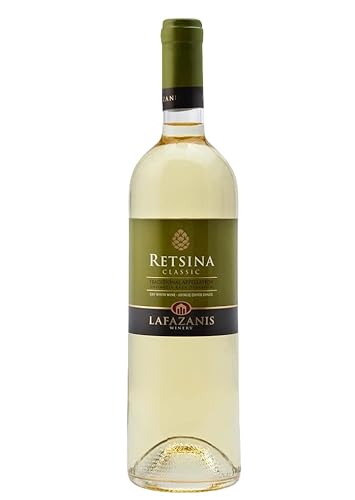 Retsina Lafazanis 0,75l Flasche | Geharzter Weißwein aus Griechenland | 11% Vol. von Jassas Griechische Feinkost