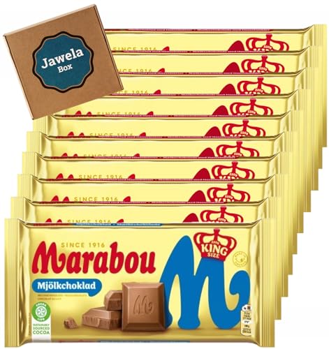 10 x Marabou Mjölk Choklad Vollmilch Schokolade - 10 x XXL Tafel 220g Mjölkchoklad - Jawela Set - 10er Set Großpackung - Rainforest Alliance zertifiziert von Jawela