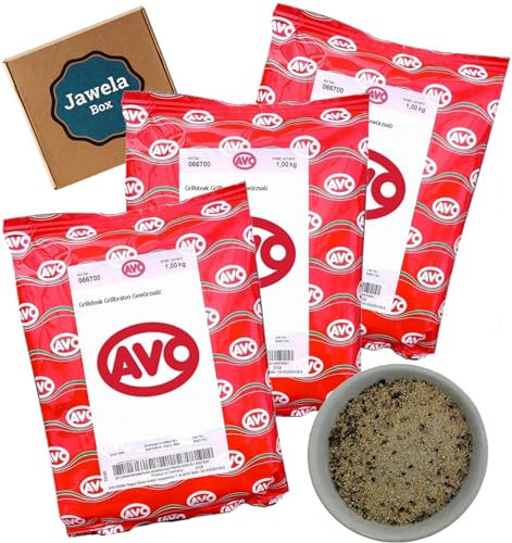 AVO Grillbraten Grillsteak Gewürzsalz 3 kg - Jawela Box - 3 x 1 kg Gewürzsalz Grillen Steak Braten aus natürlichen Zutaten – Großpackung von Jawela