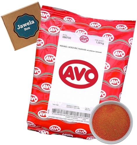 AVO Mirakel Würzung Hazienda 1kg - Jawela Box - Gewürzsalz Gewürzmischung Paprika Pfeffer Curry Zwiebel Kümmel - Metzgergewürz Fleisch Fisch – Großpackung von Jawela