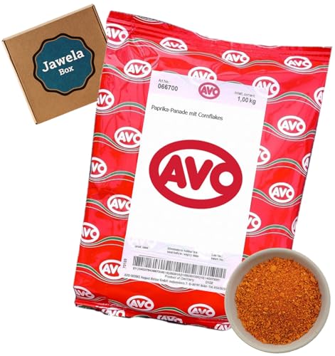 AVO Paniermehl Paprika Panade mit Cornflakes 1kg - Jawela Box - Paprika Cornflakes Panade Panadegewürz – Großpackung Paniermischung Paniergewürz von Jawela