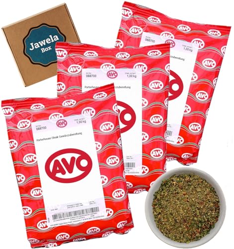 AVO Porterhouse Steak Gewürz 3 kg - Jawela Box - 3 x 1 kg Porterhouse-Steak Gewürzzubereitung Steakpfeffer aus natürlichen Zutaten – Großpackung von Jawela