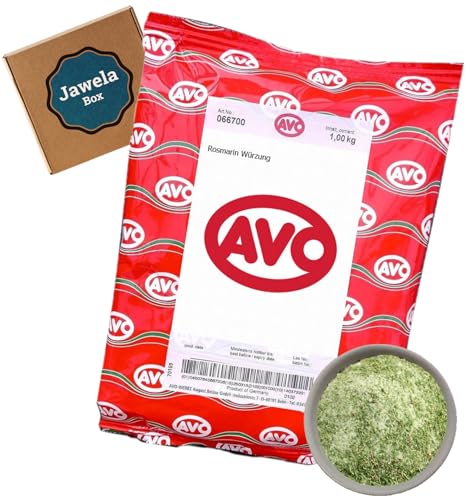 AVO Rosmarin Gewürzsalz 1kg - Jawela Box - Rosmarin Kräuter Gewürzmischung Kartoffeln Geflügel Fleisch Fisch Gemüse – Großpackung von Jawela