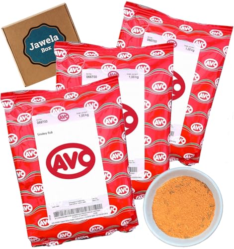 AVO Smokey Rub 3 kg - Jawela Box - 3 x 1 kg Grillen BBQ Rub Gewürzmischung zum Einreiben – Großpackung von Jawela