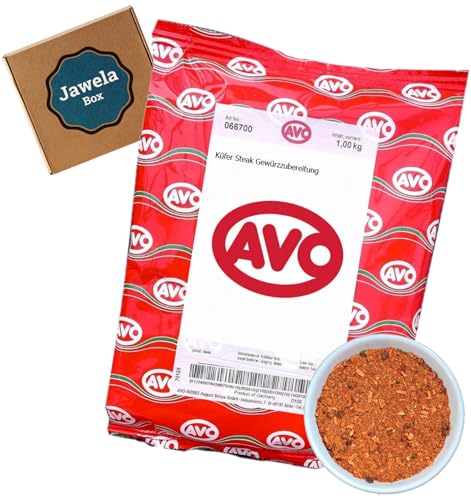 AVO Steak Gewürz Küfer Steak 1kg - Jawela Box - Gewürzsalz Grillen Steak Braten Gewürzzubereitung – Großpackung von Jawela