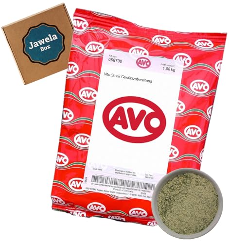 AVO Steak Gewürz Vito 1kg - Jawela Box - Gewürzzubereitung Knoblauch Kräuter Zwiebel Grillen Steak Braten Gewürzsalz – Großpackung von Jawela