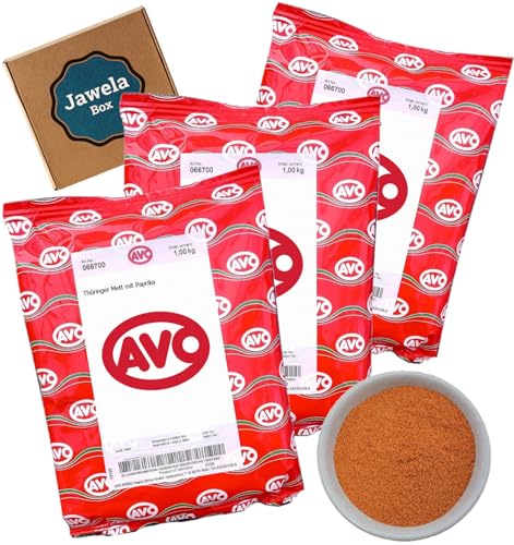 AVO Thüringer Mett mit Paprika Gewürz 3 kg - Jawela Box - 3 x 1 kg Mett Jägermett Schweinemett Gewürzmischung – Großpackung von Jawela