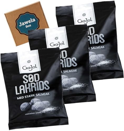 Ga-Jol Lakritz Sød Salmiak 3er Pack 3 x 140g - Original dänisches Gajol Lakritz Sød Lakrids Salmiak - Jawela Box von Jawela