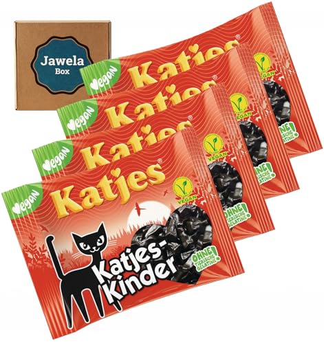 Katjes-Kinder 4er Set 4 x 175g - Jawela Set - 700g Katjes Kinder würziges Hartlakritz - vegan - Katjeskinder Lakritz Party Set – Geburtstag von Jawela