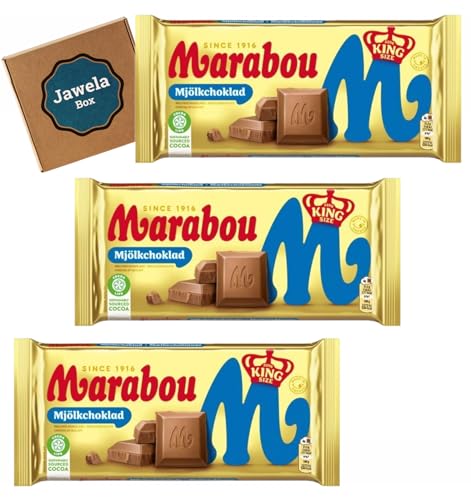 Marabou Mjölk choklad Vollmilch Schokolade 3er Set - 3 x XXL Tafel 220g Mjölkchoklad - Jawela Set - Großpackung - Rainforest Alliance zertifiziert von Jawela