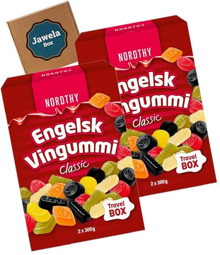 Nordthy Englisches Weingummi classic 2er Pack 1200g - 2 x 600g classic Original - Jawela Set - Original engelsk vingummi english winegums - Großpackung Travel Box von Jawela