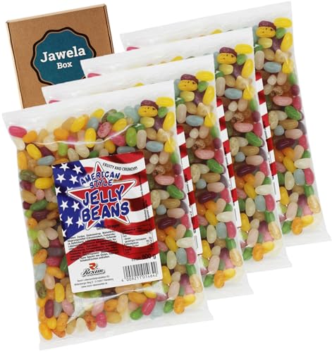 Rexim Jelly Beans American Style 4er Pack 2400g - 4 x 600g - Jawela Set - Geleebohnen - Fruchtgelee Bohnen - Großpackung - fruchtig bunt von Jawela