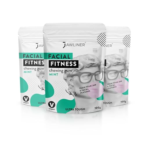 JAWLINER Fitness-Kaugummi - Jawline-Kaugummi - hartes Kaugummi - Mewing Gum (Minze) - Kiefertrainer - 6 Monatspackung von Jawliner