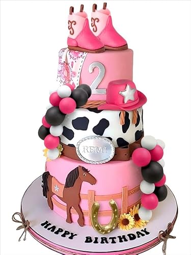 JeVenis Cowboy Cowgirl Tortenaufsatz Cowboy Western Kuchen Dekorationen Cowgirl Hut Geburtstag Kuchen Topper Cowgirl Stiefel Kuh Kugeln Kuchen Topper von JeVenis