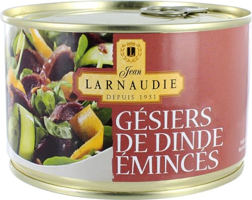 Jean Larnaudie Gésiers de Dinde Émincés dans la Graisse de Canard - Gekochte Truthahnmägen geschnitten in Entenfett 385g Dose von Jean Larnaudie