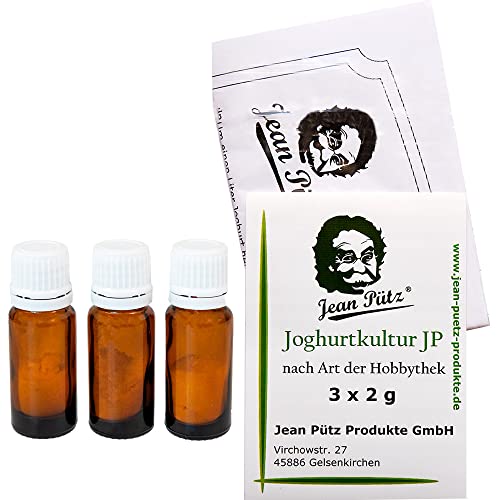 JEAN PÜTZ Joghurtkultur JP 3x2g, Joghurt-Ferment und Starterkultur, lebende gefriergetrocknete sanfte Milchsäure-Bakterien, probiotischen Joghurt selber machen, Pulver ausreichend für 100 Liter von Jean Pütz Original