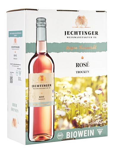 Jechtinger Bio Rosé trocken Wein-Box - Roséwein QbA trocken mit Aromen von Erdbeere & Himbeere - Bio-Wein aus Baden, Anbaugebiet Kaiserstuhl (1 x 3,0 l Bag-in-Box) von Jechtinger Weinmanufaktur eG