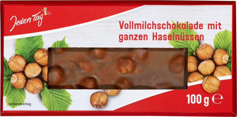 Jeden Tag Vollmilchschokolade mit ganzen Haselnüssen von Jeden Tag