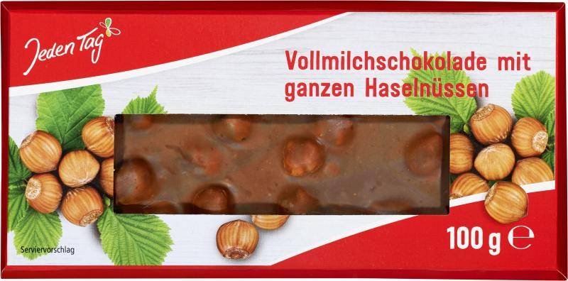 Jeden Tag Vollmilchschokolade mit ganzen Haselnüssen von Jeden Tag