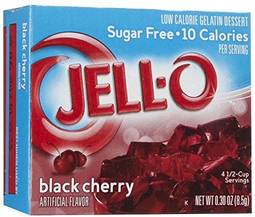 JELL-O Sugar Free Cherry Low Calorie Gelatine Dessert, Schwarz, 8,5 g von Jell-O