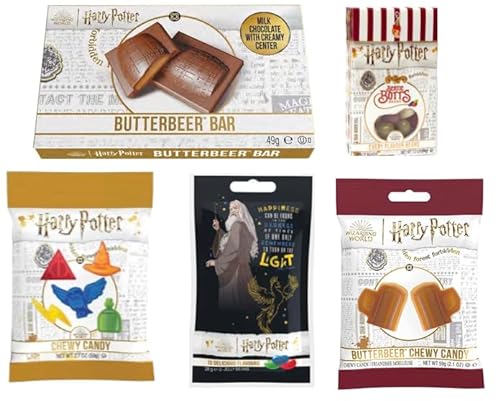 Jelly Belly Harry Potter 5er Set - Bertie Bott's, Butterbeer Bar/Chewy Candy, Magical Sweets (219g) von Jelly Belly Candy Company