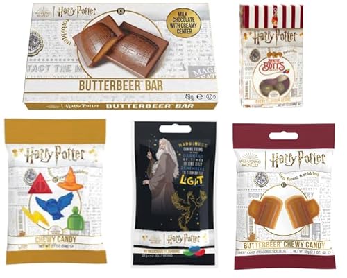 Jelly Belly Harry Potter 5er Set - Bertie Bott's, Butterbeer Bar/Chewy Candy, Magical Sweets (219g) von Jelly Belly