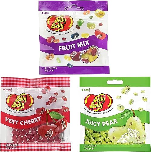 Jelly Belly Frucht Mix - Very Cherry Kirsche, Juicy Pear Birne, Fruit Mix mit 16 Sorten - Jelly Beans (3 x 70g) von Jelly Belly