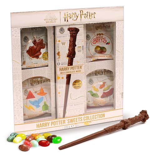 Jelly Belly Harry Potter Geschenk-Set 5er Mix mit Bertie Botts, Schokofrosch und Zauberstab | 226g von Jelly Belly