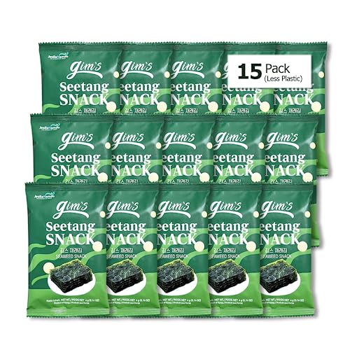 [15 Pack] Roasted Seaweed Snack 4g x 15, Vegan Gesunde Seetang , Südkorea Premium Getrocknete Algen Chip, Trockenes Gemüse Seealgen , Koreanische Küche von JeollaNamdo THE KITCHEN OF KOREA