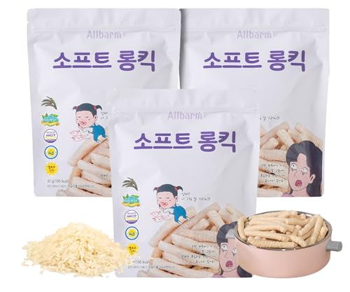 Allbarm Weicher Gepuffter Vollkornreis Long Stick 30g x 3er | Glutenfrei & ohne Zuckerzusatz | Natürlich gesüßt mit Xylit | Nicht frittiert, sanft & bekömmlich von JeollaNamdo THE KITCHEN OF KOREA