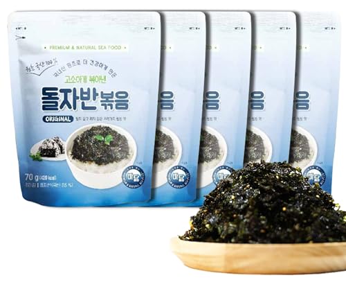 BADAMFOOD Geröstete Gewürzte Algenflocken 5 x 70g | 100% Koreanischer Seetang | Leicht gewürzt, nicht zu salzig oder süß | Perfekt für Reisgerichte, Sushi, Salate & Snacks von JeollaNamdo THE KITCHEN OF KOREA