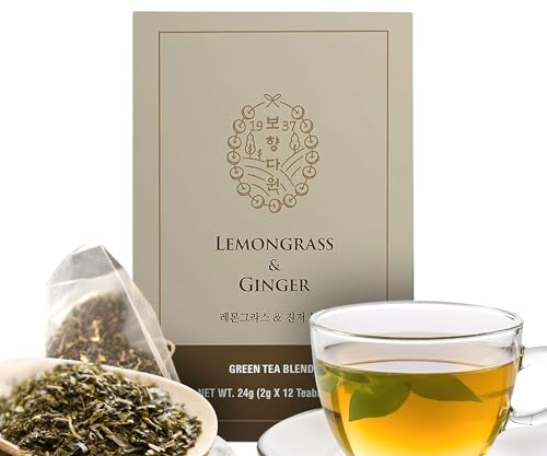 Bohyang Garden Green Tea 2g x 12er Pack | Ideal heiß oder als Eistee | Natürlich angebaut für Gesundheit und Wohlbefinden (Grüner Tee mit Zitronengras und Ingwer) von JeollaNamdo THE KITCHEN OF KOREA