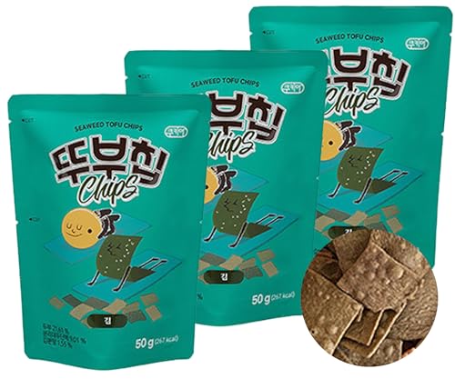 Cookia Tofu-Snack | 50g x 3er | Premium knuspriger gesunder Tofu-Snack | Tofu aus Non-GMO Soja | Gebacken, nicht frittiert | Geeignet für alle Altersgruppen (3er, Seetang) von JeollaNamdo THE KITCHEN OF KOREA