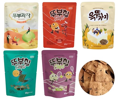 Cookia Tofu-Snack | 50g x 5er | Premium knuspriger gesunder Tofu-Snack | Tofu aus Non-GMO Soja | Gebacken, nicht frittiert | Geeignet für alle Altersgruppen (5er, Probe-Set) von JeollaNamdo THE KITCHEN OF KOREA