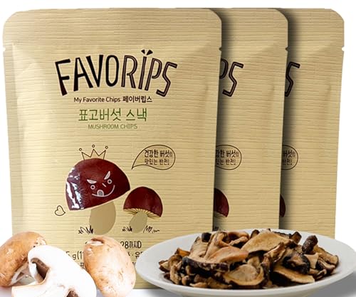 FAVORIPS Shiitake-Pilz-Snack 25g x 3er Pack | Knuspriger und gesunder Genuss aus natürlich angebauten Shiitake-Pilzen | Ideal für unterwegs und als gesunde Snack-Alternative von JeollaNamdo THE KITCHEN OF KOREA