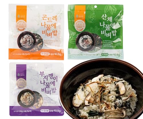 Korean Bibimbap Namul 3er Mix Set – Organische, Pestizidfreie Gemüsemischung für Bibimbap und Salat | Sofort einsetzbar & Geschmacksvielfalt | Drei Arten getrockneter koreanischer Gemüse-Mix von JeollaNamdo THE KITCHEN OF KOREA