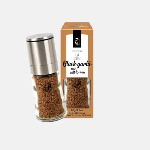 Premium Mineral Meersalz „Lo“ – Mühle 60g | Höchste Reinheit und Qualität | Natriumreduziert & Mineralreich | Elegantes Design | Ideal als Geschenk (Knoblauch) von JeollaNamdo THE KITCHEN OF KOREA