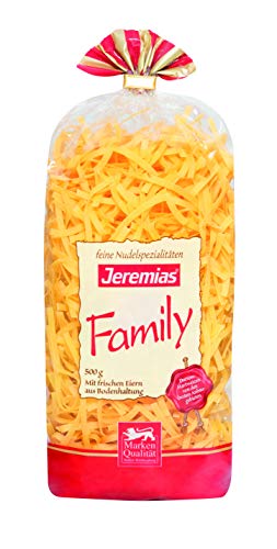 Jeremias Bandnudeln 4 mm, Family Frischei-Nudeln, 4er Pack (4 x 500 g Beutel) von Jeremias