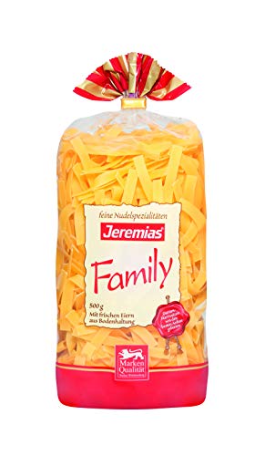 Jeremias Bandnudeln 8 mm, Family Frischei-Nudeln, 4er Pack (4 x 500 g Beutel) von Jeremias