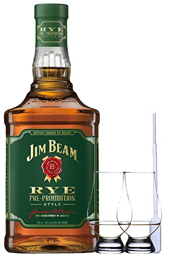 Jim Beam Rye Bourbon Whiskey 0,7 Liter + 2 Glencairn Gläser + Einwegpipette 1 Stück von Jim Beam