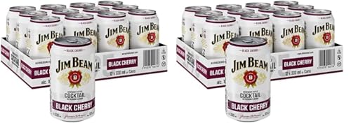 Jim Beam Black Cherry | Kentucky Straight Bourbon Whiskey mit Schwarzkirsche | eine perfekte Mischung | 10% Vol. | Einweg, 12 x 330ml (Packung mit 2) von Jim Beam