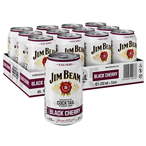 Jim Beam Black Cherry | Kentucky Straight Bourbon Whiskey mit Schwarzkirsche | eine perfekte Mischung | 10% Vol. | Einweg, 12 x 330ml von Jim Beam