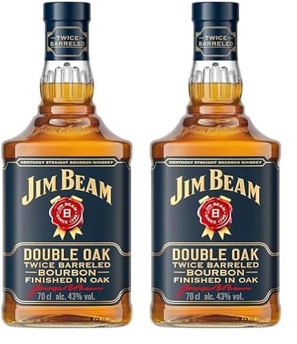 Jim Beam Double Oak | Twice Barreled Bourbon Whiskey | zweifach gereift in ausgeflammten Weißeichenfässern | 43% Vol. | 700ml (Packung mit 2) von Jim Beam