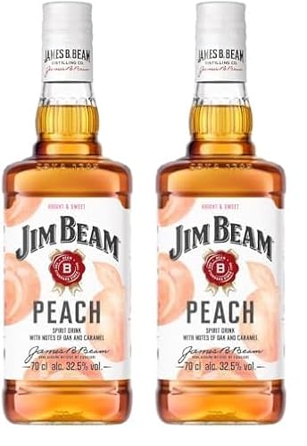 Jim Beam Peach | Kentucky Straight Bourbon Whiskey vermählt mit fruchtigem Pfirsichgeschmack| 32.5% Vol. | 700ml (Packung mit 2) von Jim Beam